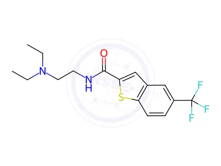 Chemical structure of N-(2-(diethylamino)ethyl)-5-(trifluoromethyl)benzo[b]thiophene-2-carboxamide