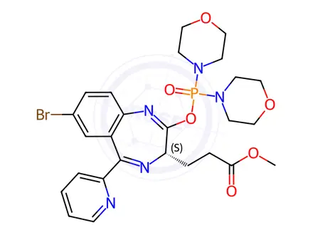Chemical structure of METHYL 3-[(3S)-2-{[BIS(MORPHOLIN-4-YL)PHOSPHOROSO]OXY}-7-BROMO-5-(PYRIDIN-2-YL)-3H-1,4-BENZODIAZEPIN-3-YL]PROPANOATE