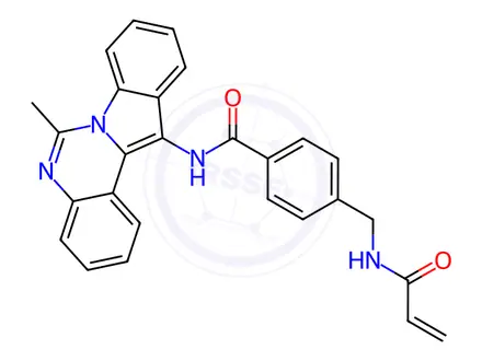 Chemical structure of Benzamide, N-(6-methylindolo[1,2-c]quinazolin-12-yl)-4-[[(1-oxo-2-propen-1-yl)amino]methyl]-