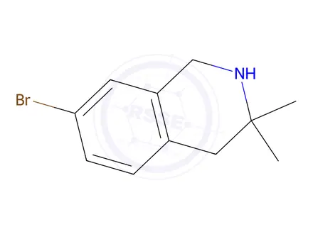 Chemical structure of 7-bromo-3,3-dimethyl-1,2,3,4-tetrahydroisoquinoline