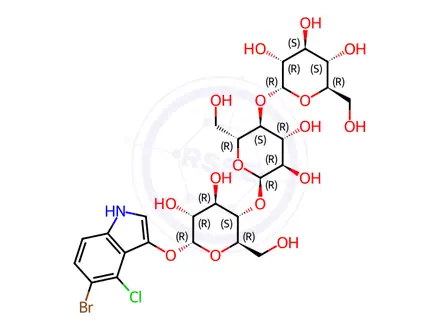 Chemical structure of 5-Bromo-4-chloro-3-indolyl alpha-D-maltotrioside