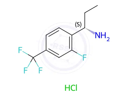 Chemical structure of (S)-1-(2-Fluoro-4-(trifluoromethyl)phenyl)propan-1-amine hydrochloride