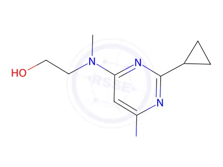 Chemical structure of 2-((2-cyclopropyl-6-(methylamino)pyrimidin-4-yl)(methyl)amino)ethan-1-ol