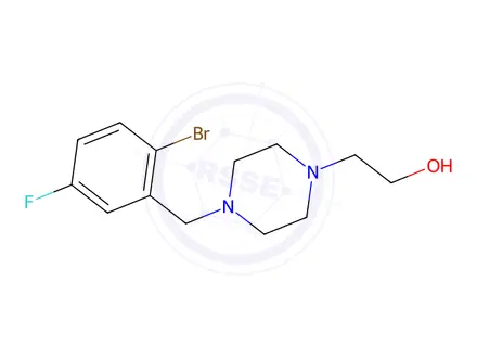 Chemical structure of 2-(4-(2-Bromo-5-fluorobenzyl)piperazin-1-yl)ethanol