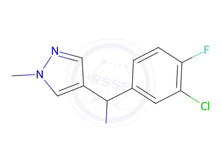 Chemical structure of (3-chloro-4-fluorophenyl)(1-methyl-1H-pyrazol-4-yl)methanamine
