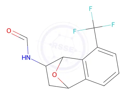 Chemical structure of 1,4-epoxy-2-formamido-1,2,3,4-tetrahydro-8-trifluoromethylnaphthalene