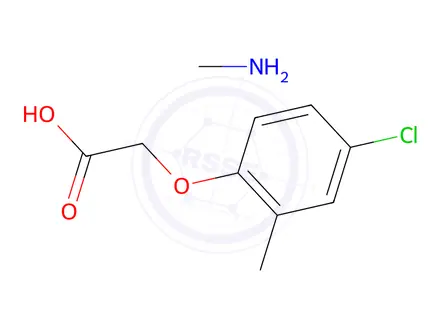 Chemical structure of (p-chloro-o-methylphenoxy)acetic acid, compound with methylamine (1:1)