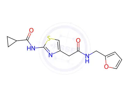 Chemical structure of N-(4-(2-((Furan-2-ylmethyl)amino)-2-oxoethyl)thiazol-2-yl)cyclopropanecarboxamide