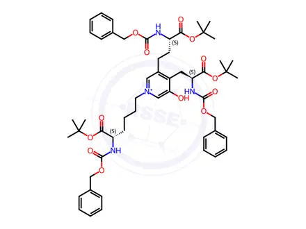 Chemical structure of N,N,N-Tri(benzyloxycarbonyl) Deoxypyridinoline Tri-(tert-butyl) Ester