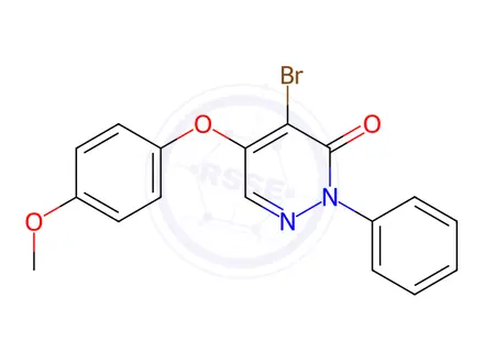 Chemical structure of 4-Bromo-5-(4-methoxyphenoxy)-2-phenyl-2,3-dihydropyridazin-3-one