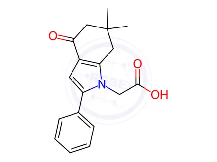 Chemical structure of (6,6-Dimethyl-4-oxo-2-phenyl-4,5,6,7-tetrahydro-indol-1-yl)-acetic acid