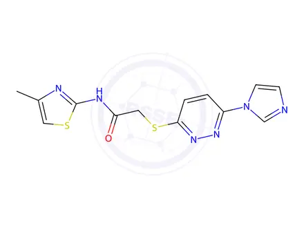 Chemical structure of 2-((6-(1H-Imidazol-1-yl)pyridazin-3-yl)thio)-N-(4-methylthiazol-2-yl)acetamide