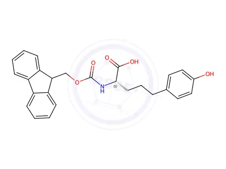 Chemical structure of Benzenepentanoic acid, α-[[(9H-fluoren-9-ylmethoxy)carbonyl]amino]-4-hydroxy-, (αS)-