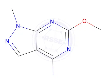 Chemical structure of 6-Methoxy-1-methyl-1H-pyrazolo[3,4-d]pyrimidin-4-amine