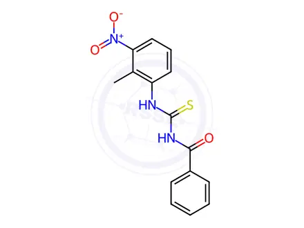 Chemical structure of N-((2-methyl-3-nitrophenyl)carbamothioyl)benzamide
