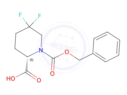 Chemical structure of (S)-1-((benzyloxy)carbonyl)-5,5-difluoropiperidine-2-carboxylic acid