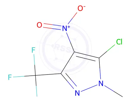 Chemical structure of 5-chloro-1-methyl-4-nitro-3-(trifluoromethyl)-1H-pyrazole