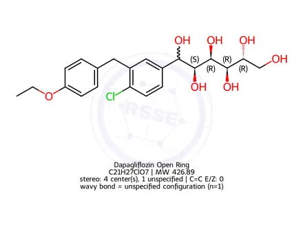 Chemical structure of Dapagliflozin Open Ring Impurity (S,R,R,R)
