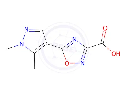 Chemical structure of 5-(1,5-Dimethyl-1h-pyrazol-4-yl)-1,2,4-oxadiazole-3-carboxylic acid