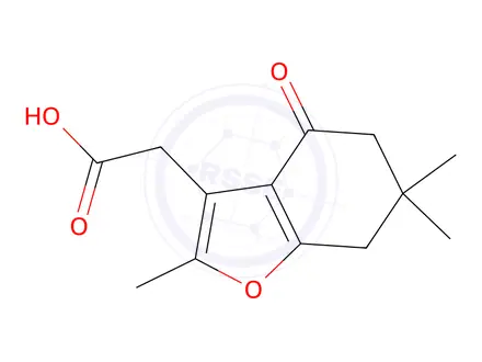 Chemical structure of 2-(2,6,6-Trimethyl-4-oxo-4,5,6,7-tetrahydrobenzofuran-3-yl)acetic acid