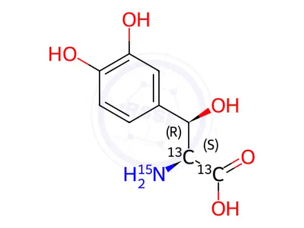 Chemical structure of L-threo-Droxidopa-13C2,15N
