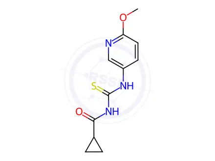 Chemical structure of N-((6-methoxypyridin-3-yl)carbamothioyl)cyclopropanecarboxamide