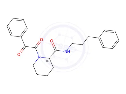 Chemical structure of 2-Piperidinecarboxamide, 1-(2-oxo-2-phenylacetyl)-N-(3-phenylpropyl)-, (2S)-