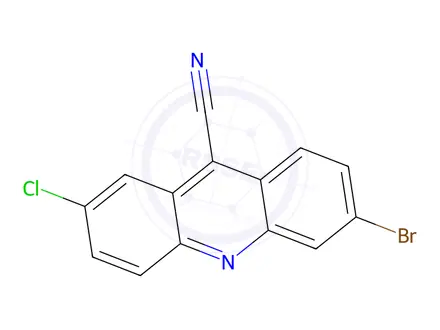 Chemical structure of 6-Bromo-2-chloroacridine-9-carbonitrile