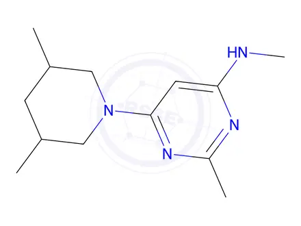 Chemical structure of 6-(3,5-dimethylpiperidin-1-yl)-n,2-dimethylpyrimidin-4-amine