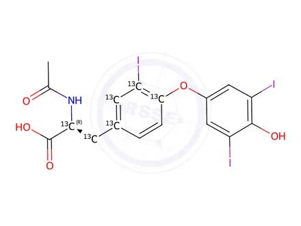 Chemical structure of N-Acetyl-3,3’,5’-triiodo-L-thyronine-13C6