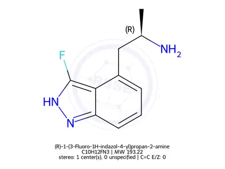 Chemical structure of (R)-1-(3-Fluoro-1H-indazol-4-yl)propan-2-amine