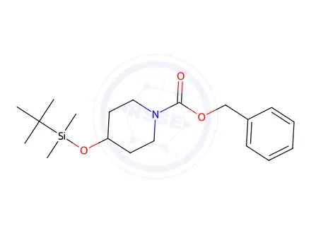 Chemical structure of Benzyl 4-(tert-butyldimethylsilyloxy) piperidine-1-carboxylate