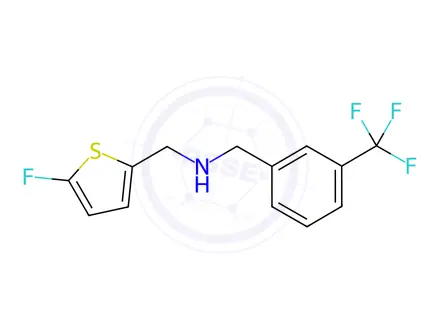 Chemical structure of 1-(5-fluoro-2-thienyl)-N-[3-(trifluoromethyl)benzyl]methanamine