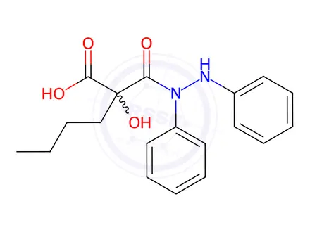 Chemical structure of 2-(1,2-Diphenylhydrazine-1-carbonyl)-2-hydroxyhexanoic Acid