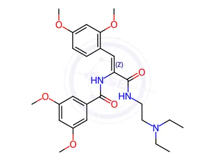 Chemical structure of N-[2-(Diethylamino)ethyl]-2-(3,5-dimethoxybenzoylamino)-3-(2,4-dimethoxyphenyl)propenamide