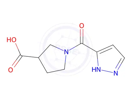 Chemical structure of 1-(1H-Pyrazole-3-carbonyl)pyrrolidine-3-carboxylic acid
