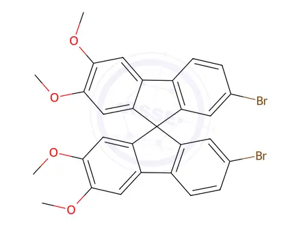 Chemical structure of 7,7'-Dibromo-2,2',3,3'-tetramethoxy-9,9'-spirobi[fluorene]