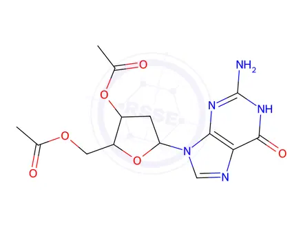 Chemical structure of 2'-Deoxy-3',5'-di-O-acetylguanosine