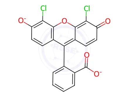 Chemical structure of dichlorofluorescein sodium salt