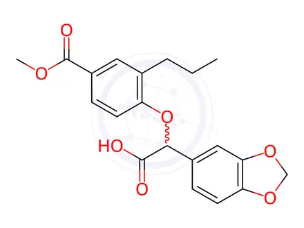 Chemical structure of 2-(Benzo[d][1,3]dioxol-5-yl)-2-(4-(methoxycarbonyl)-2-propylphenoxy)acetic acid