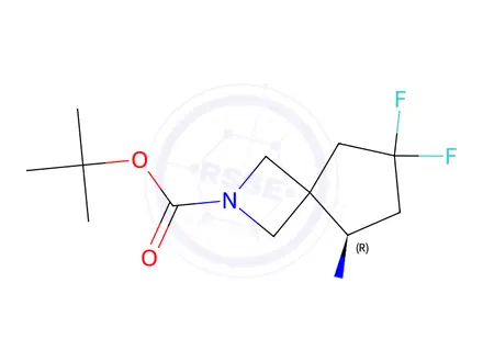 Chemical structure of Tert-butyl (R)-5-amino-7,7-difluoro-2-azaspiro[3.4]Octane-2-carboxylate