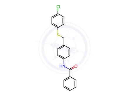 Chemical structure of N-(4-(((4-chlorophenyl)thio)methyl)phenyl)benzamide
