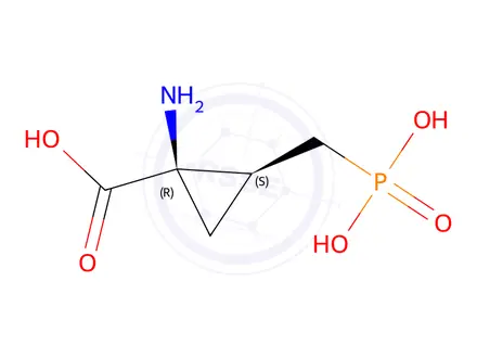 Chemical structure of Cyclopropanecarboxylic acid, 1-amino-2-(phosphonomethyl)-, (1R,2S)-rel-