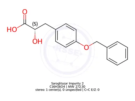 Chemical structure of (S)-3-(4'-Benzyloxyphenyl)-2-Hydroxy-Propionic Acid