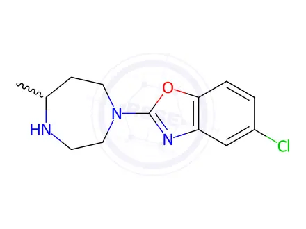 Chemical structure of 5-Chloro-2-(hexahydro-5-methyl-1H-1,4-diazepin-1-yl)benzoxazole
