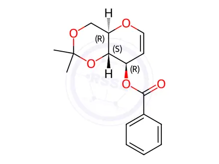 Chemical structure of 3-O-benzoyl-4,6-o-isopropylidene-d-glucal