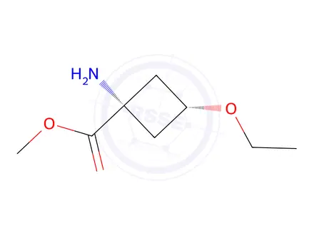 Chemical structure of Methyl (1s,3s)-1-amino-3-ethoxycyclobutane-1-carboxylate