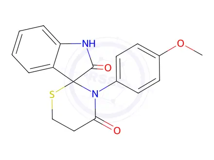 Chemical structure of 3'-(4-Methoxyphenyl)spiro[indoline-3,2'-[1,3]thiazinane]-2,4'-dione