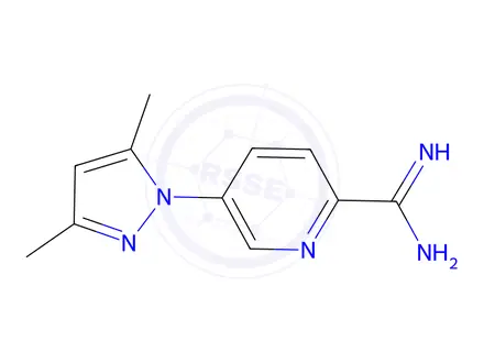 Chemical structure of 5-(3,5-dimethyl-1H-pyrazol-1-yl)pyridine-2-carboximidamide