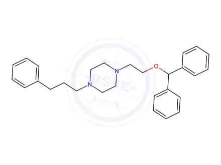 Chemical structure of 1-(2-(Benzhydryloxy)ethyl)-4-(3-phenylpropyl)piperazine maleate